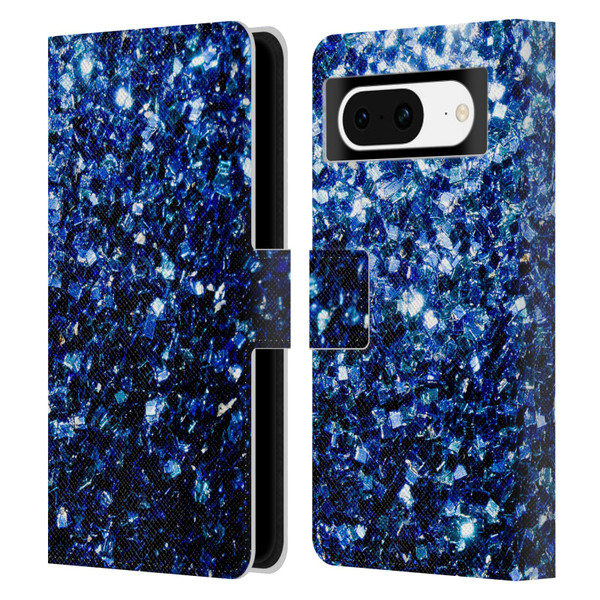 PLdesign Glitter Sparkles Dark Blue Leather Book Wallet Case Cover For Google Pixel 8