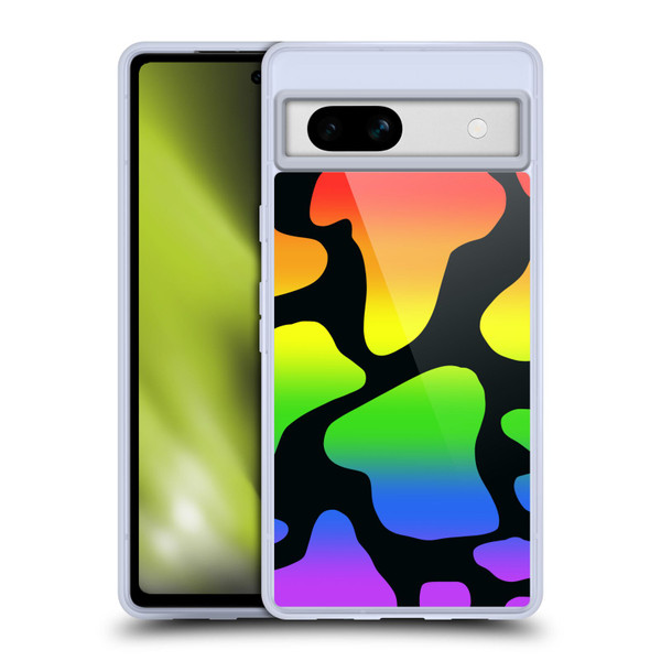 Grace Illustration Cow Prints Rainbow Soft Gel Case for Google Pixel 7a