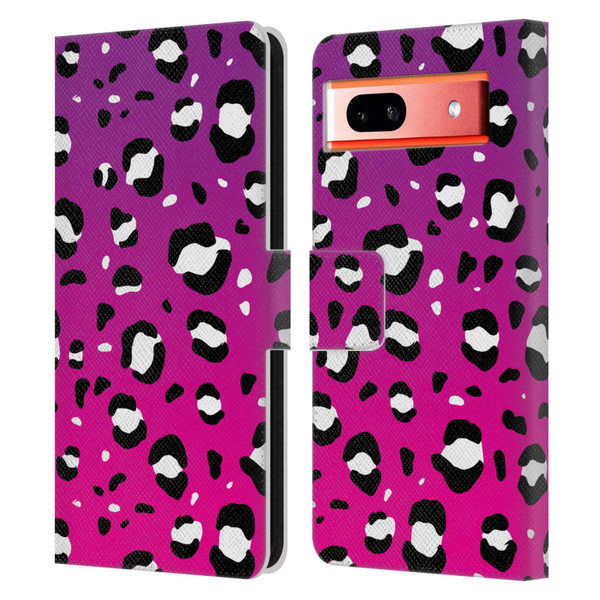 Grace Illustration Animal Prints Pink Leopard Leather Book Wallet Case Cover For Google Pixel 7a