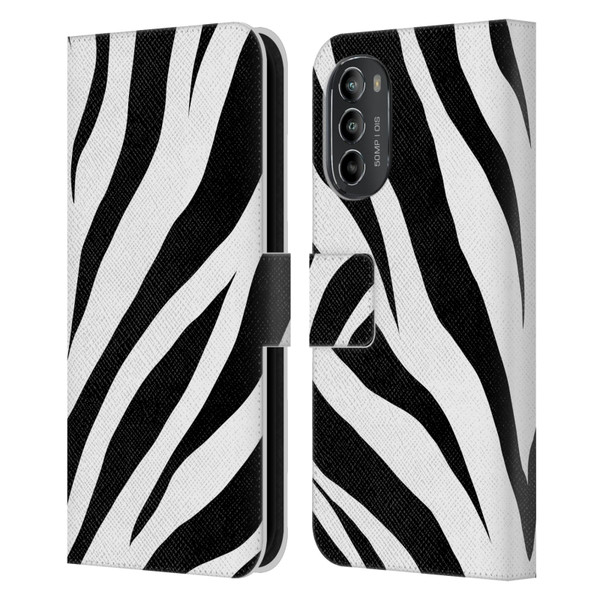 Grace Illustration Animal Prints Zebra Leather Book Wallet Case Cover For Motorola Moto G82 5G