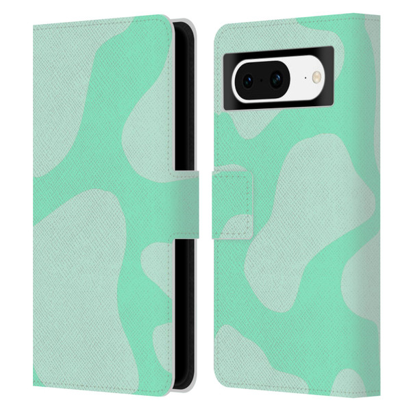 Grace Illustration Cow Prints Mint Green Leather Book Wallet Case Cover For Google Pixel 8