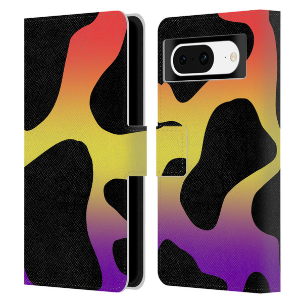 Grace Illustration Cow Prints Sunset Leather Book Wallet Case Cover For Google Pixel 8