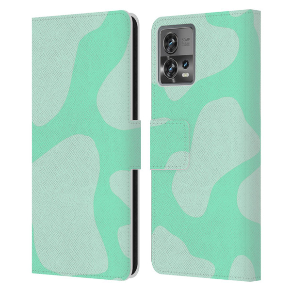 Grace Illustration Cow Prints Mint Green Leather Book Wallet Case Cover For Motorola Moto Edge 30 Fusion