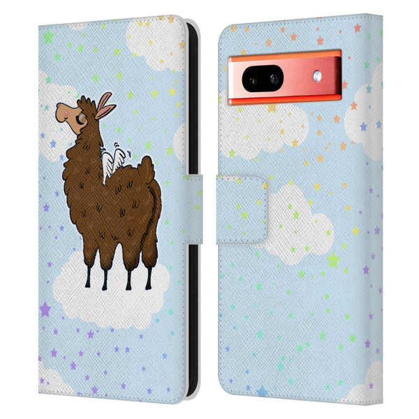 Grace Illustration Llama Pegasus Leather Book Wallet Case Cover For Google Pixel 7a