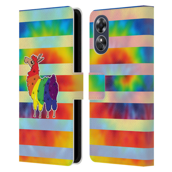 Grace Illustration Llama Pride Leather Book Wallet Case Cover For OPPO A17