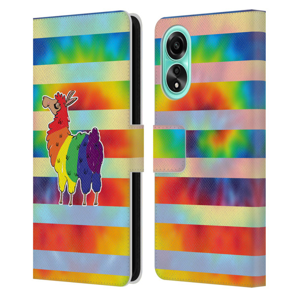 Grace Illustration Llama Pride Leather Book Wallet Case Cover For OPPO A78 4G