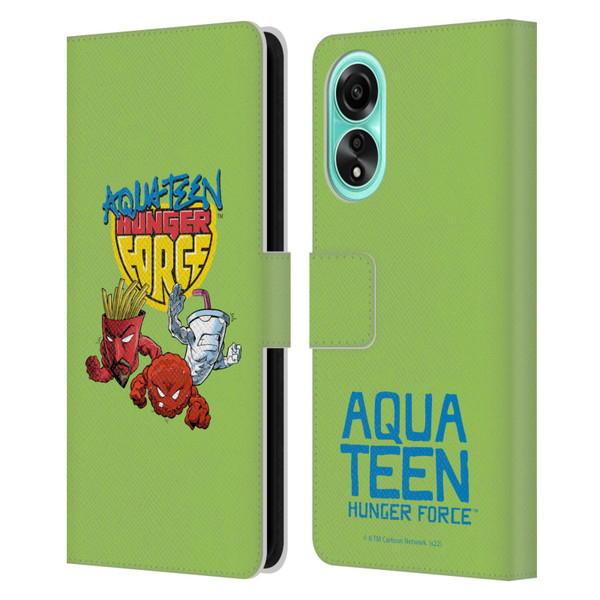 Aqua Teen Hunger Force Graphics Group Leather Book Wallet Case Cover For OPPO A78 5G