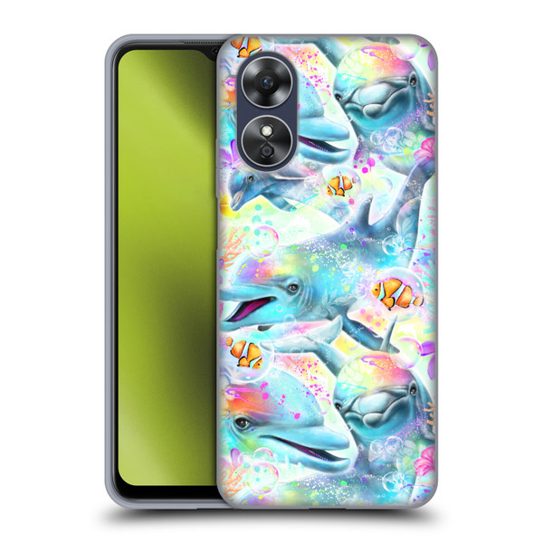 Sheena Pike Animals Rainbow Dolphins & Fish Soft Gel Case for OPPO A17