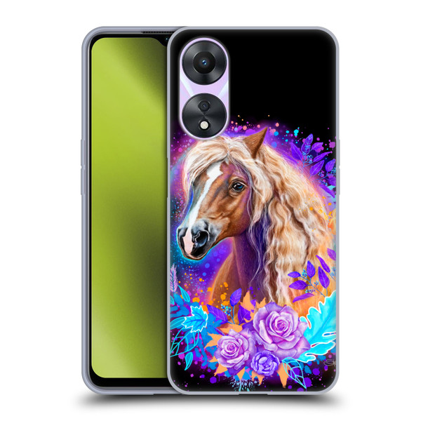 Sheena Pike Animals Purple Horse Spirit With Roses Soft Gel Case for OPPO A78 5G