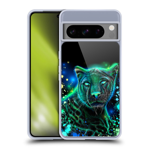 Sheena Pike Big Cats Neon Blue Green Panther Soft Gel Case for Google Pixel 8 Pro
