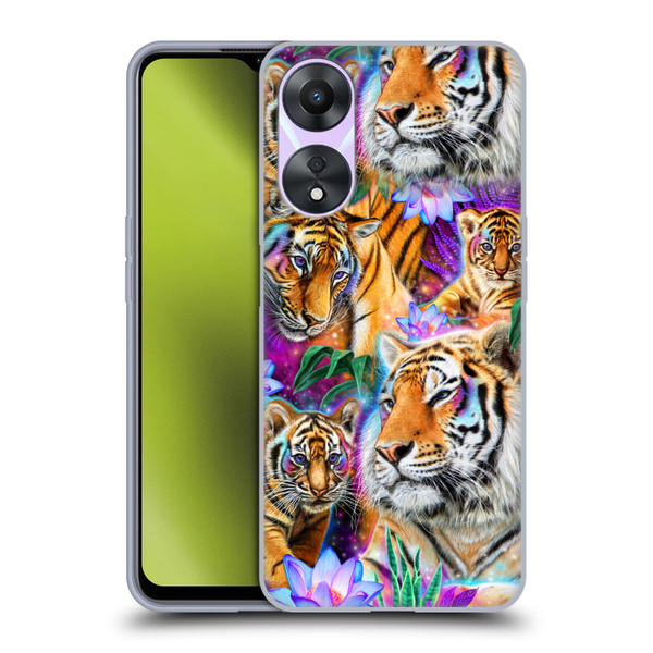 Sheena Pike Big Cats Daydream Tigers With Flowers Soft Gel Case for OPPO A78 5G