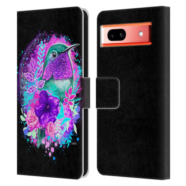 Sheena Pike Animals Purple Hummingbird Spirit Leather Book Wallet Case Cover For Google Pixel 7a