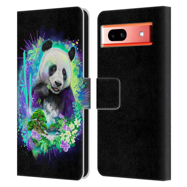 Sheena Pike Animals Rainbow Bamboo Panda Spirit Leather Book Wallet Case Cover For Google Pixel 7a
