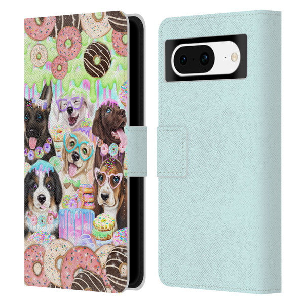 Sheena Pike Animals Puppy Dogs And Donuts Leather Book Wallet Case Cover For Google Pixel 8