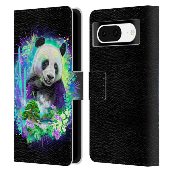 Sheena Pike Animals Rainbow Bamboo Panda Spirit Leather Book Wallet Case Cover For Google Pixel 8