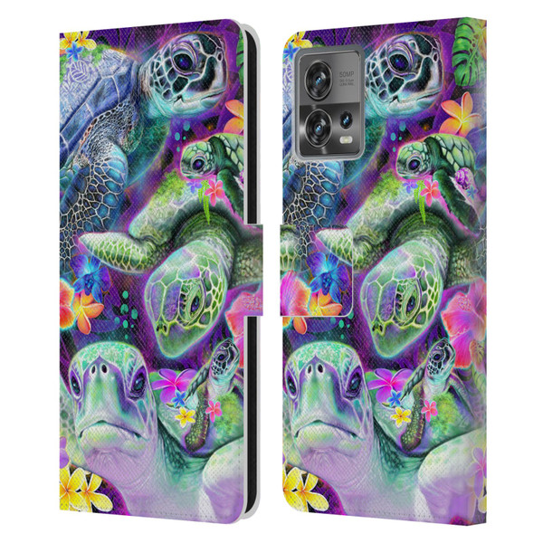 Sheena Pike Animals Daydream Sea Turtles & Flowers Leather Book Wallet Case Cover For Motorola Moto Edge 30 Fusion