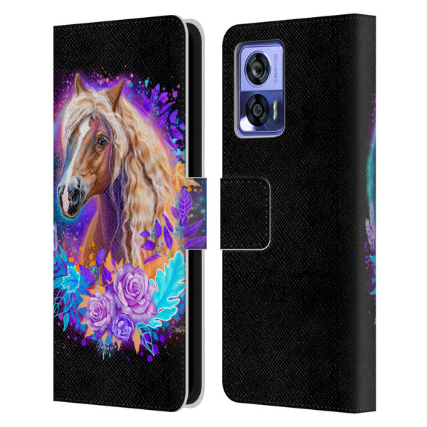 Sheena Pike Animals Purple Horse Spirit With Roses Leather Book Wallet Case Cover For Motorola Edge 30 Neo 5G