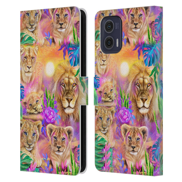 Sheena Pike Big Cats Daydream Lions And Cubs Leather Book Wallet Case Cover For Motorola Moto G73 5G