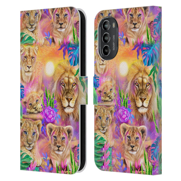 Sheena Pike Big Cats Daydream Lions And Cubs Leather Book Wallet Case Cover For Motorola Moto G82 5G
