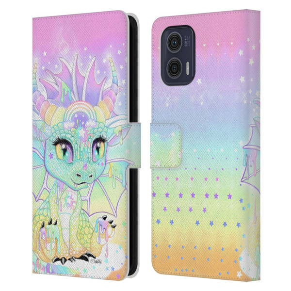Sheena Pike Dragons Sweet Pastel Lil Dragonz Leather Book Wallet Case Cover For Motorola Moto G73 5G