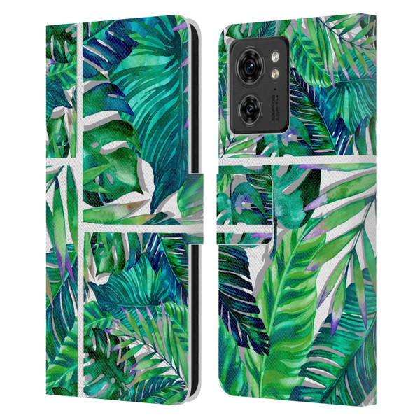Mark Ashkenazi Banana Life Tropical Green Leather Book Wallet Case Cover For Motorola Moto Edge 40
