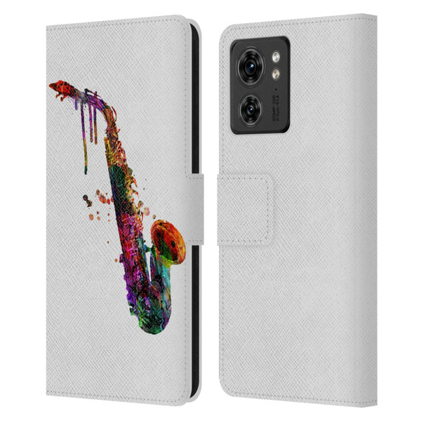 Mark Ashkenazi Music Saxophone Leather Book Wallet Case Cover For Motorola Moto Edge 40