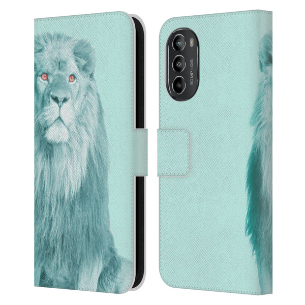 Mark Ashkenazi Pastel Potraits Lion Leather Book Wallet Case Cover For Motorola Moto G82 5G