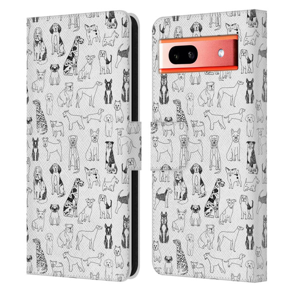 Andrea Lauren Design Animals Canine Line Leather Book Wallet Case Cover For Google Pixel 7a