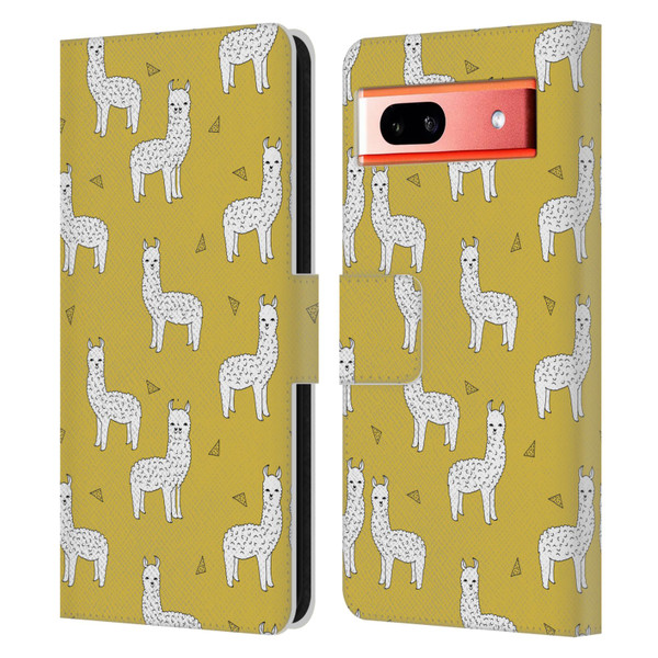 Andrea Lauren Design Animals Llama Leather Book Wallet Case Cover For Google Pixel 7a