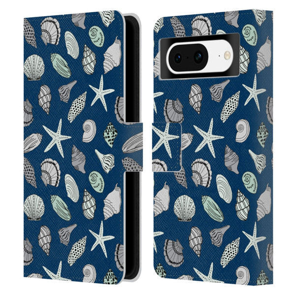 Andrea Lauren Design Sea Animals Shells Leather Book Wallet Case Cover For Google Pixel 8