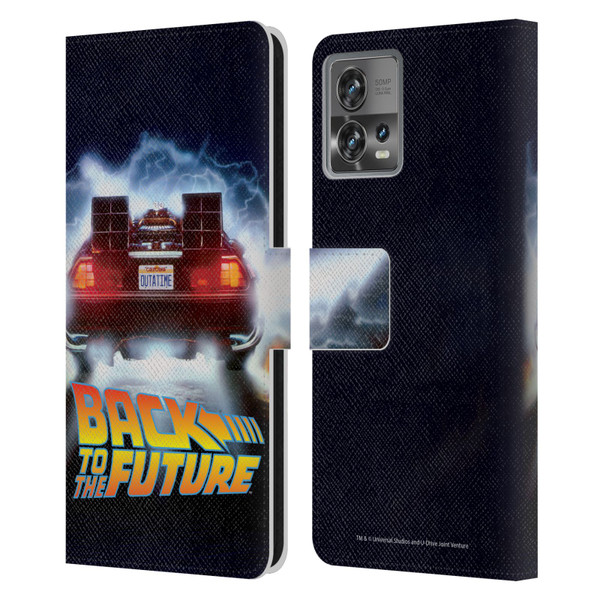 Back to the Future I Key Art Delorean Leather Book Wallet Case Cover For Motorola Moto Edge 30 Fusion