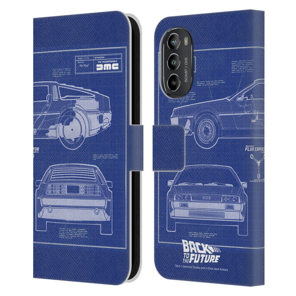 Back to the Future I Key Art Blue Print Leather Book Wallet Case Cover For Motorola Moto G82 5G