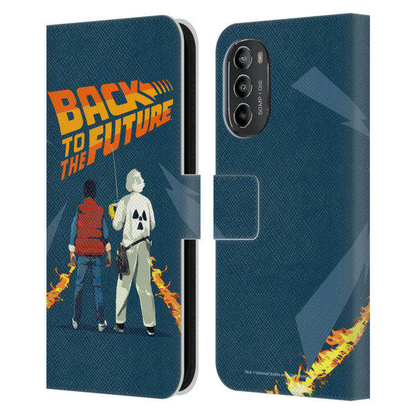 Back to the Future I Key Art Dr. Brown And Marty Leather Book Wallet Case Cover For Motorola Moto G82 5G