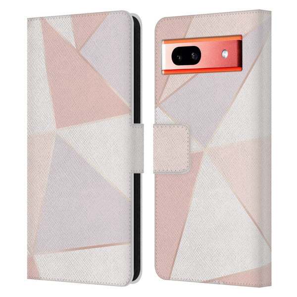 Alyn Spiller Rose Gold Geometry Leather Book Wallet Case Cover For Google Pixel 7a