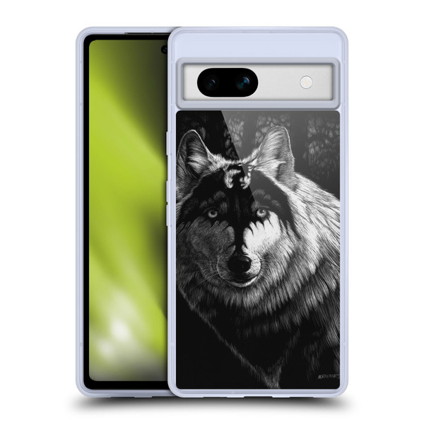 Stanley Morrison Black And White Gray Wolf With Dragon Marking Soft Gel Case for Google Pixel 7a