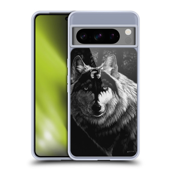 Stanley Morrison Black And White Gray Wolf With Dragon Marking Soft Gel Case for Google Pixel 8 Pro
