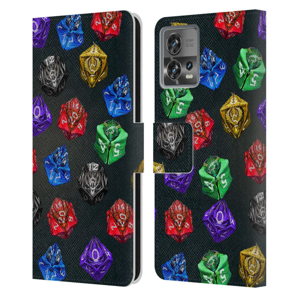 Stanley Morrison Art Six Dragons Gaming Dice Set Leather Book Wallet Case Cover For Motorola Moto Edge 30 Fusion