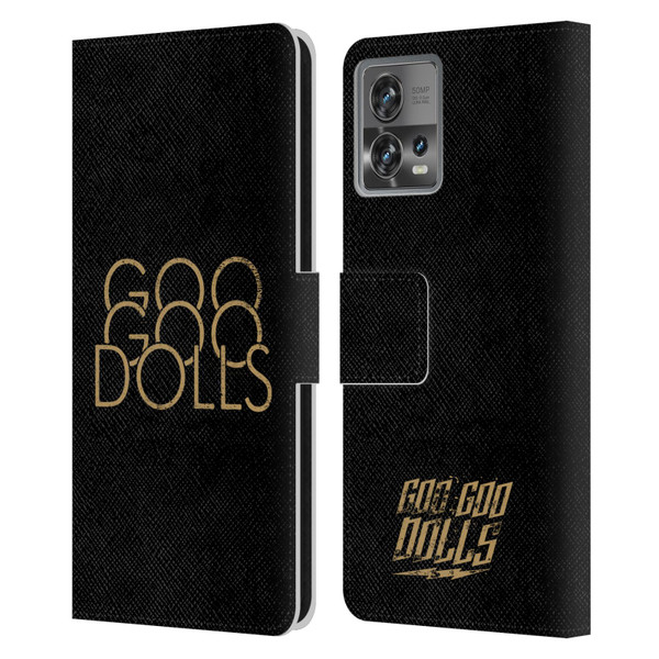 Goo Goo Dolls Graphics Stacked Gold Leather Book Wallet Case Cover For Motorola Moto Edge 30 Fusion