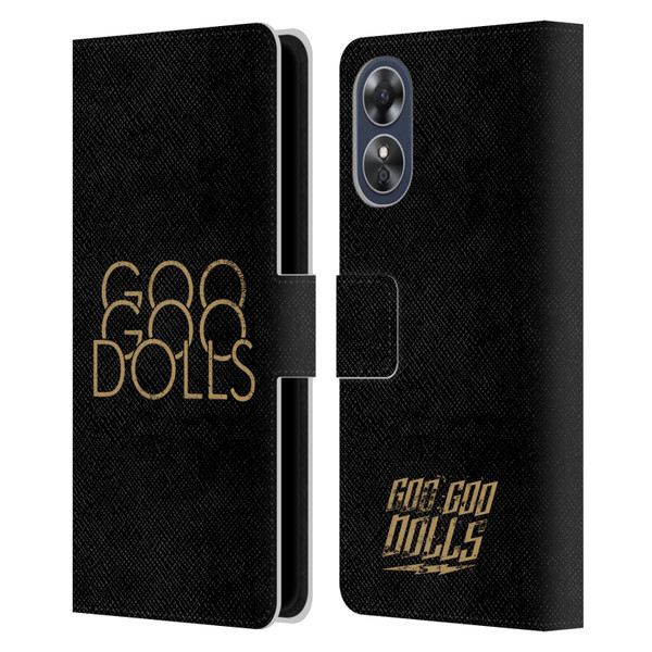 Goo Goo Dolls Graphics Stacked Gold Leather Book Wallet Case Cover For OPPO A17