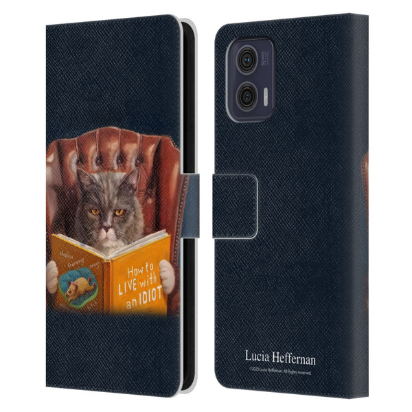 Lucia Heffernan Art Cat Self Help Leather Book Wallet Case Cover For Motorola Moto G73 5G