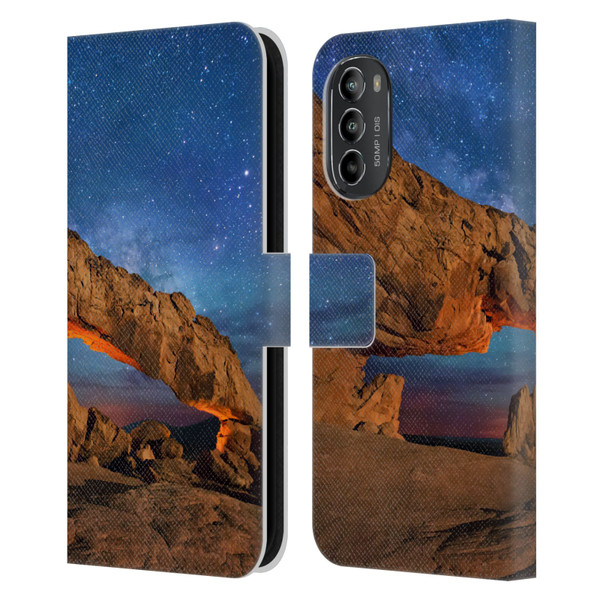 Royce Bair Nightscapes Sunset Arch Leather Book Wallet Case Cover For Motorola Moto G82 5G