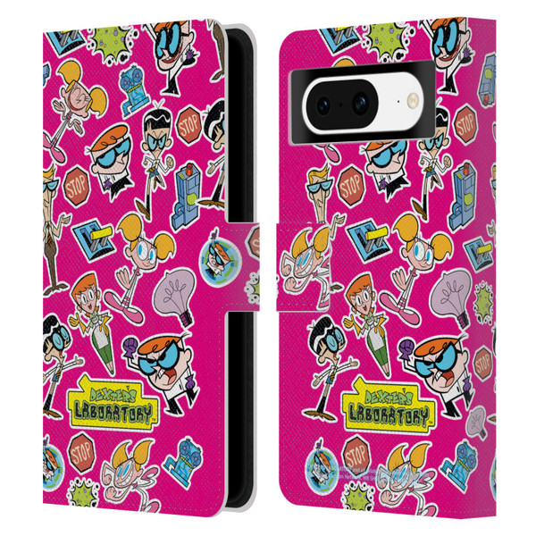 Dexter's Laboratory Graphics Icons Leather Book Wallet Case Cover For Google Pixel 8