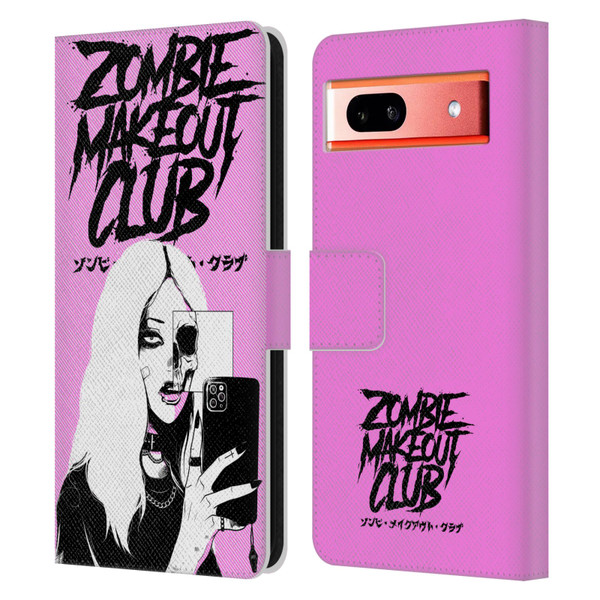 Zombie Makeout Club Art Selfie Skull Leather Book Wallet Case Cover For Google Pixel 7a