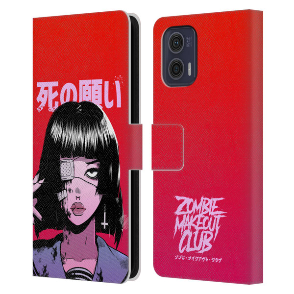 Zombie Makeout Club Art Eye Patch Leather Book Wallet Case Cover For Motorola Moto G73 5G