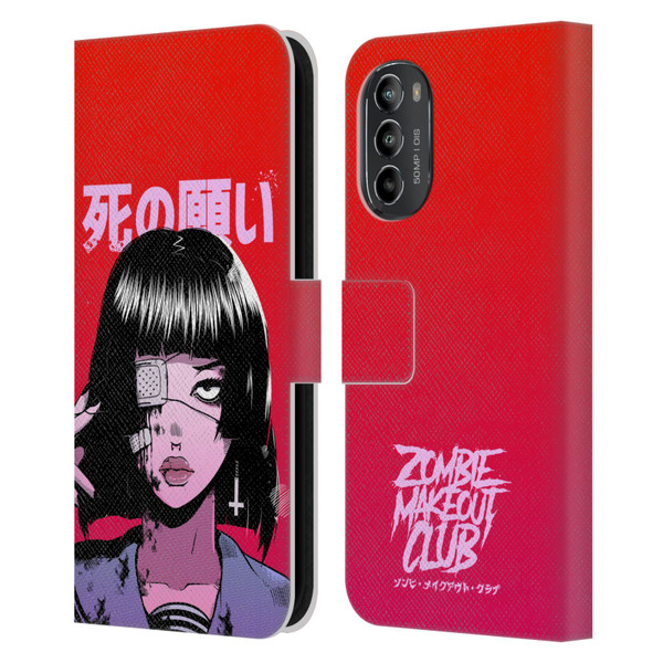 Zombie Makeout Club Art Eye Patch Leather Book Wallet Case Cover For Motorola Moto G82 5G