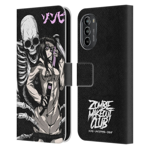 Zombie Makeout Club Art Stop Drop Selfie Leather Book Wallet Case Cover For Motorola Moto G82 5G