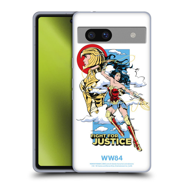 Wonder Woman 1984 Retro Art Fight For Justice Soft Gel Case for Google Pixel 7a