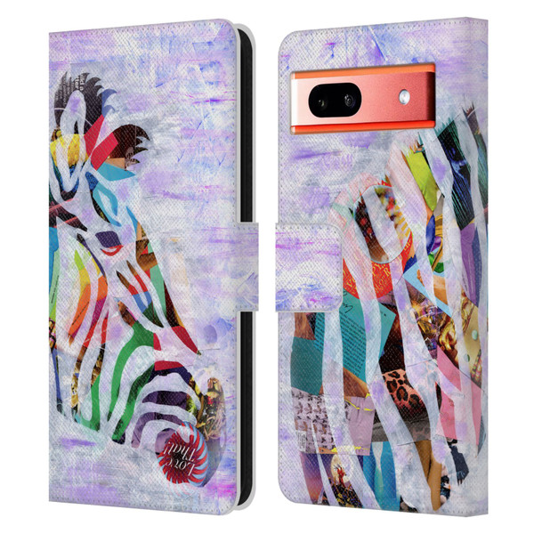 Artpoptart Animals Purple Zebra Leather Book Wallet Case Cover For Google Pixel 7a