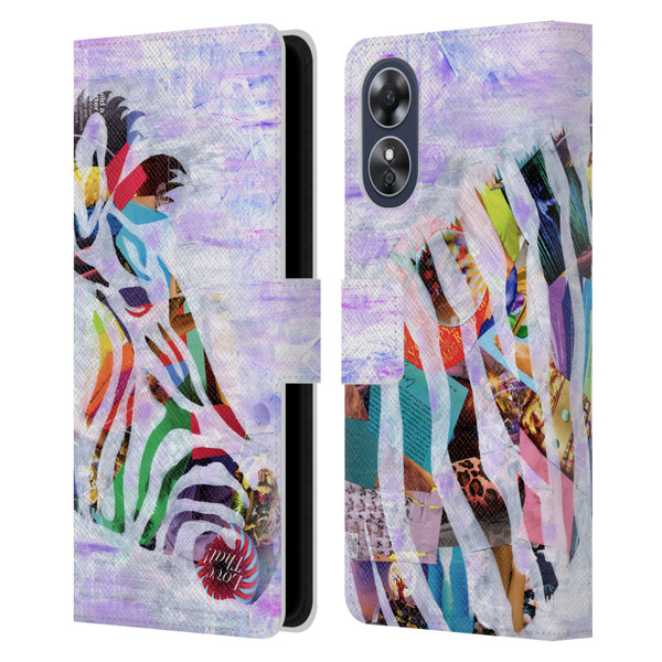 Artpoptart Animals Purple Zebra Leather Book Wallet Case Cover For OPPO A17