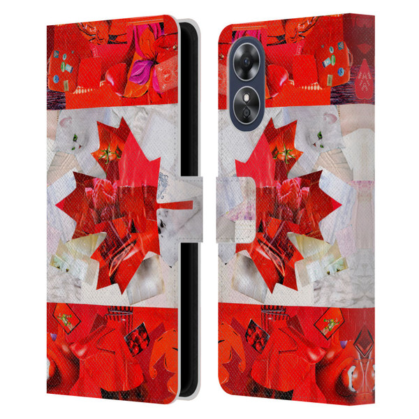Artpoptart Flags Canada Leather Book Wallet Case Cover For OPPO A17